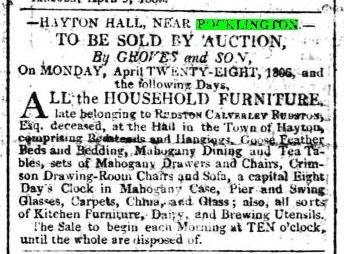 Hayton Hall sale